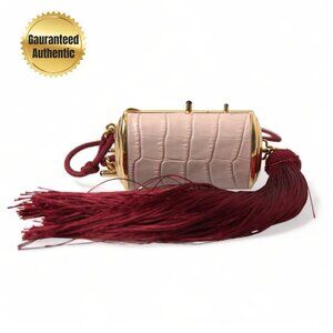 Dolce & Gabbana Exotic Pink Leather Mini Mirror Bag with Tassel